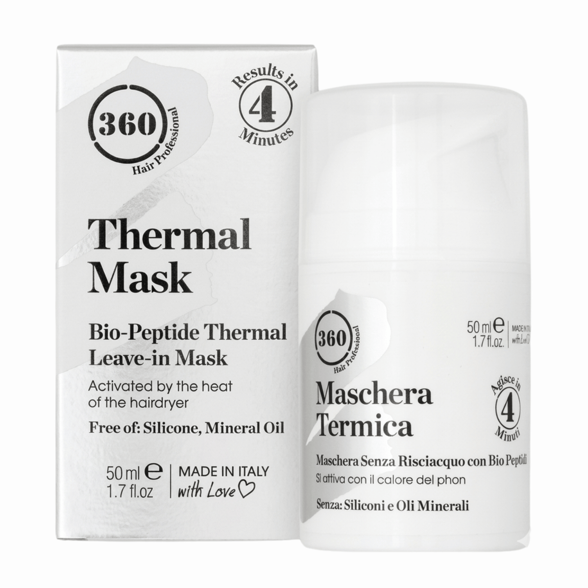 360 Thermal Mask packaging with product container on a white background