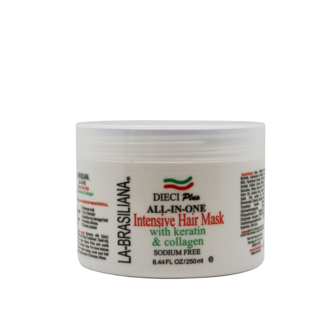 La Brasiliana Dieci Plus All-In-One Intensive Hair Mask with Keratin &amp; Collagen 8.44 oz
