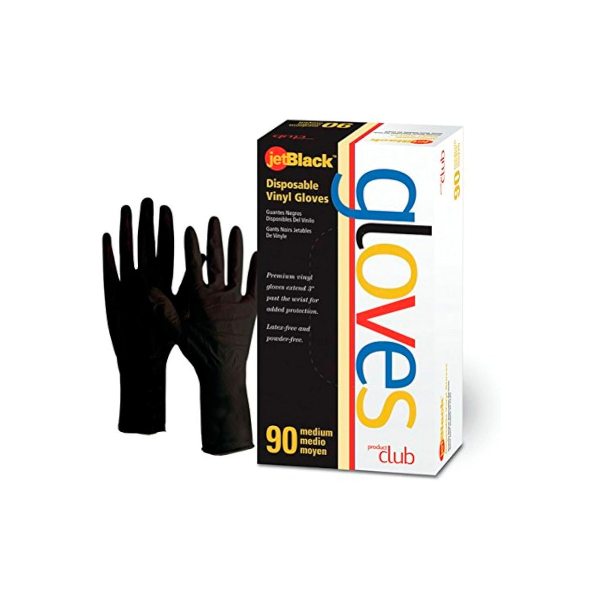Product Club Jetblack Dispoable Vinyl Gloves 90 Count
