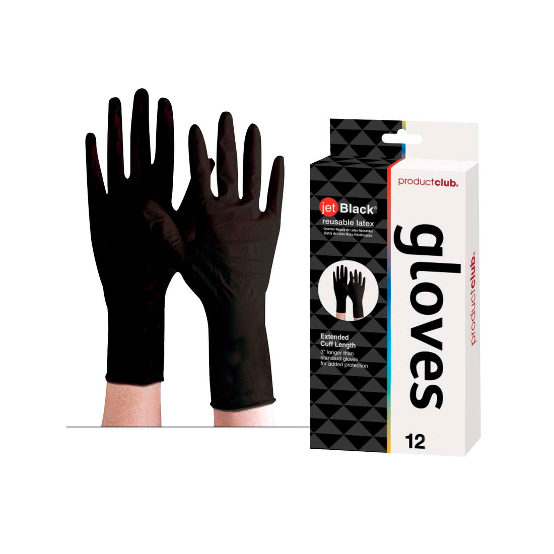 Product Club Jetblack Reusable Latex Gloves - 12 CT