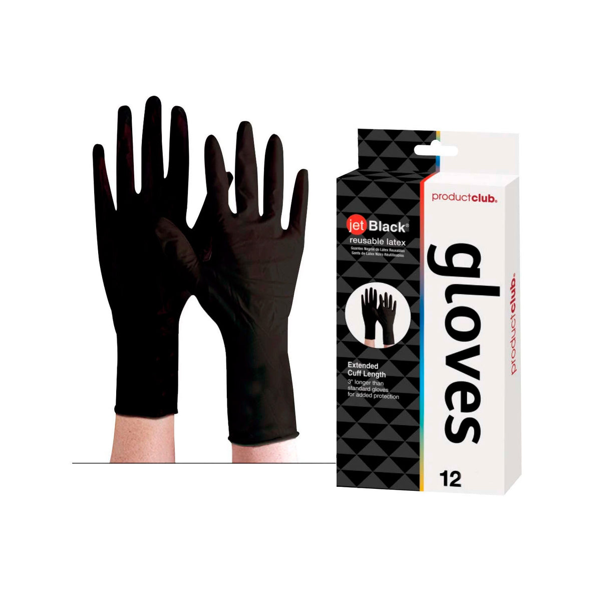 Product Club Jetblack Reusable Latex Gloves - 12 CT